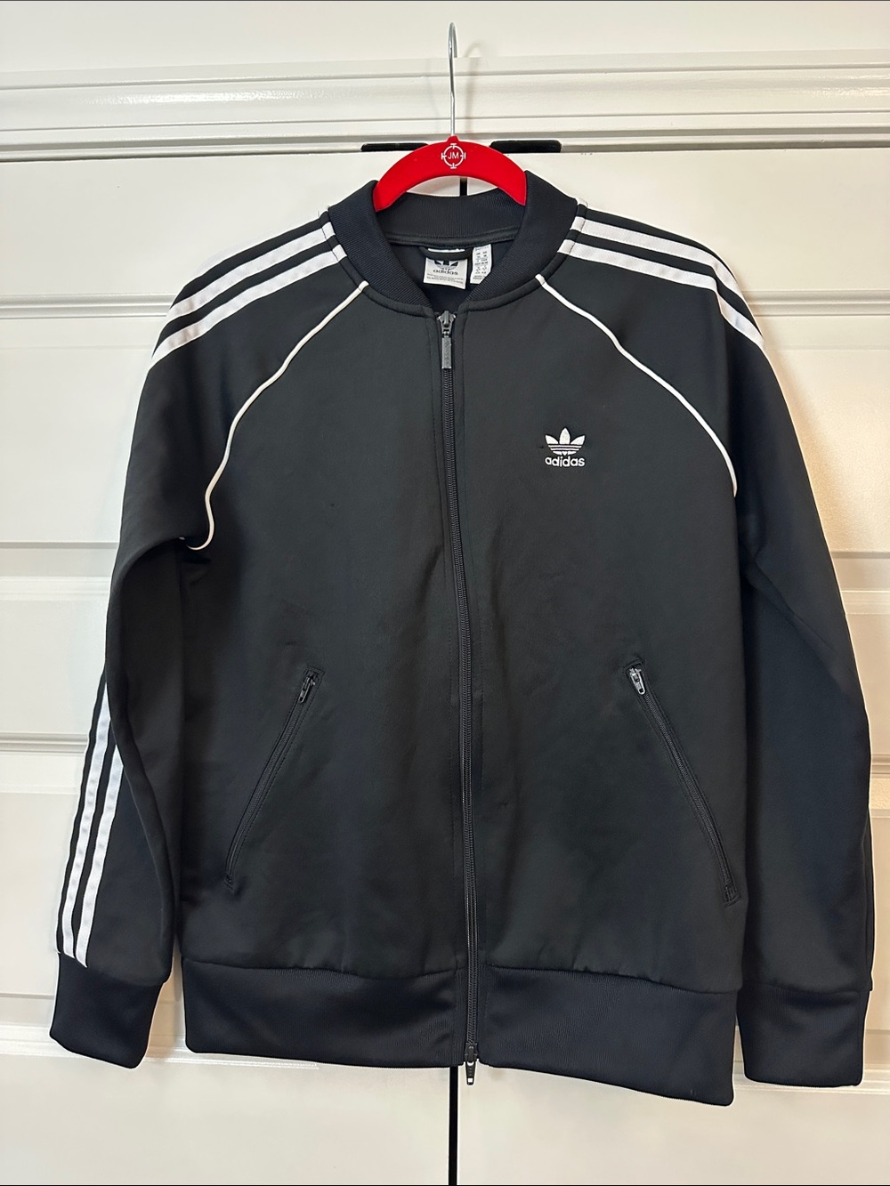 adidas Black Track Jacket with White Stripes